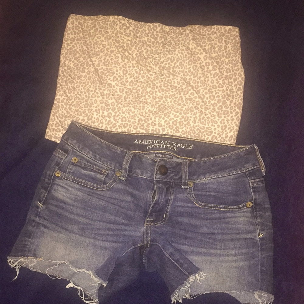 AE Animal Print Tube Top & Jean Short set